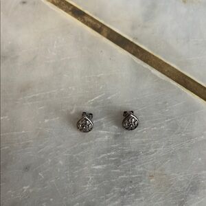 Silver Knot Stud Earrings with Textured Design